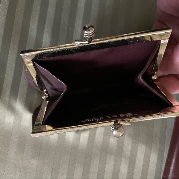 Vintage Etienne Aigner Deep Burgundy Leather Wallet Set , Key Ring and Mirror - Picture 9 of 16